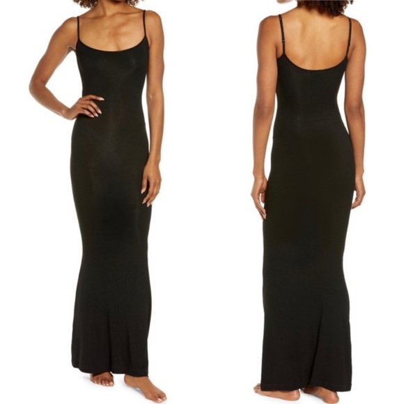 SKIMS Dresses & Skirts - SKIMS Ribbed Long Tank Dress Slip Dress NEW Onyx Black Size XL